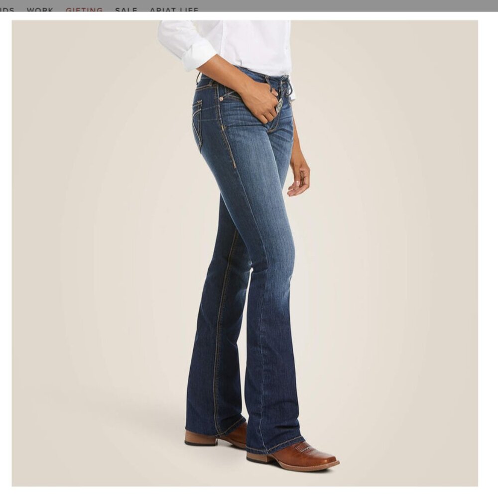 Ariat R.E.A.L. Perfect Rise Stretch Rosa Boot Cut Jean, Size 28 X 35 (Long) NWT